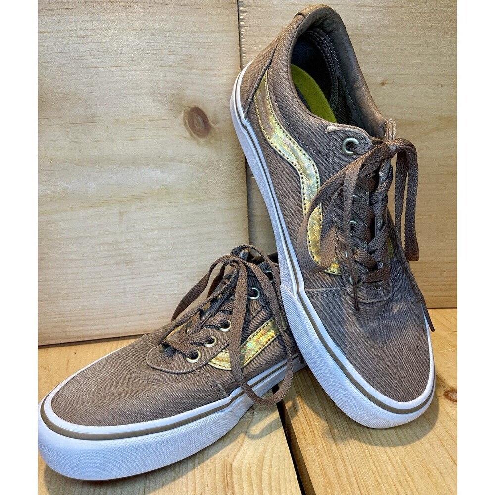 Vans Old Skool Ortholite Brown Gold Stripe Size 7.5 Sneakers Shoes Skate